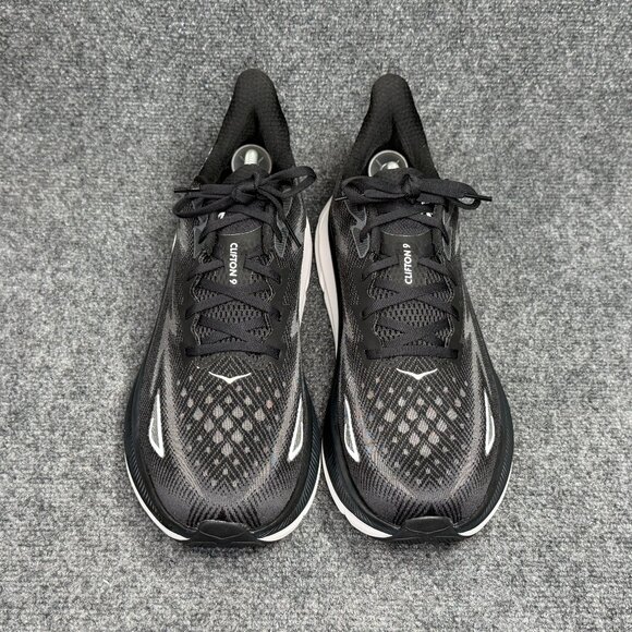 Hoka Clifton 9 Running Shoes Mens 14EE Black White Athletic Run Training Sneaker